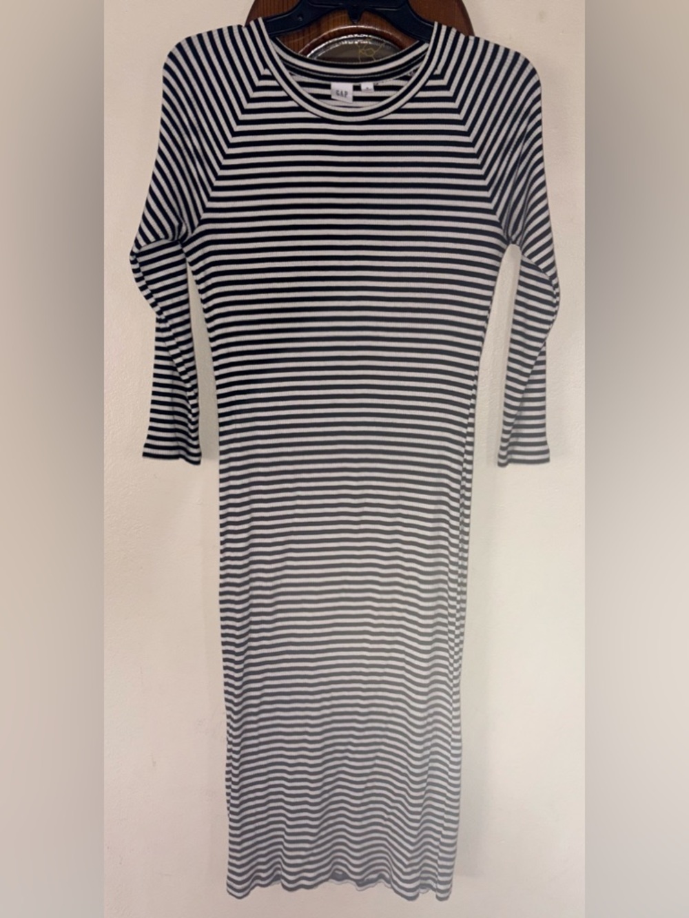 GAP Black & White Striped Midi Dress